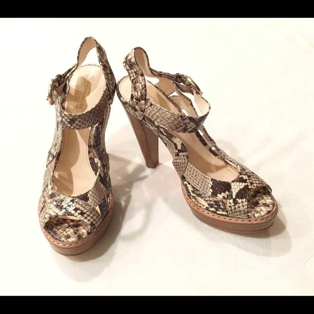 Coach Tamara Platform High Heels Python Print